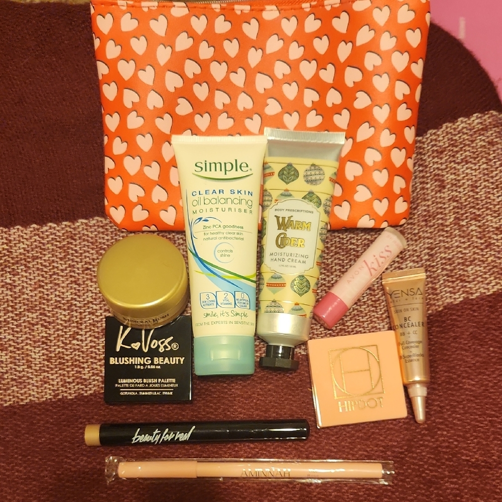 Sephora Makeup & Skincare Bundle with Orange Heart Cosmetic Pouch